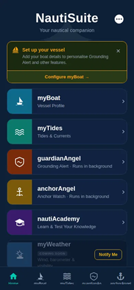 NautiSuite Home Screen
